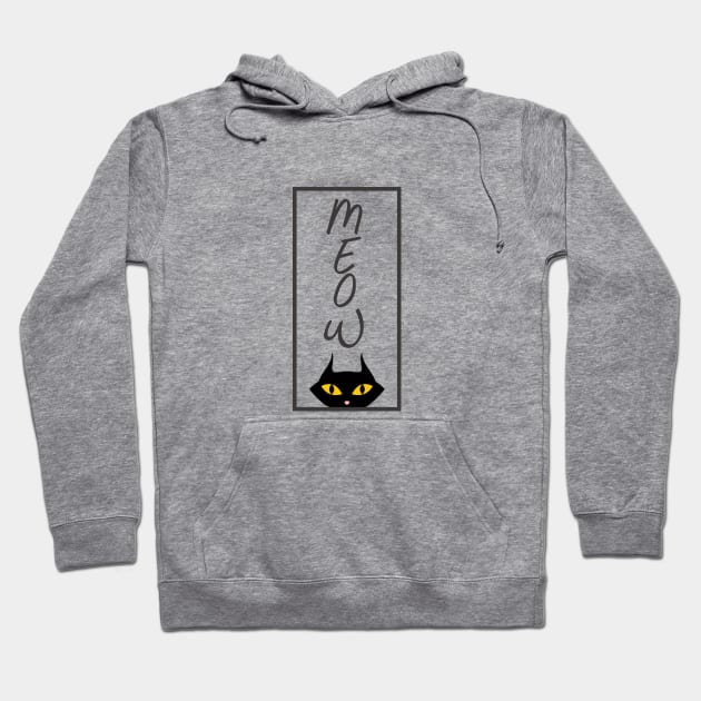 Meow Black Cat Yellow Eyes Hoodie by MADesigns